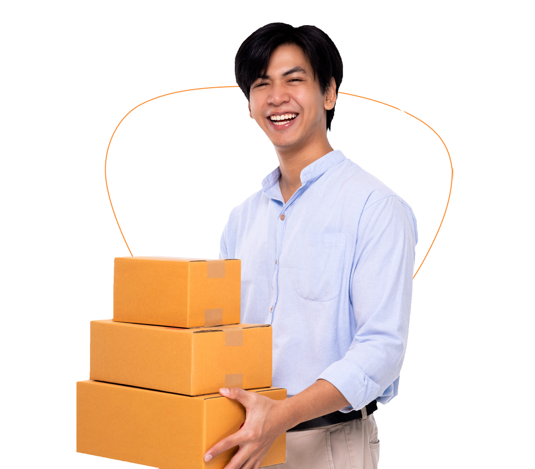 man holding boxes