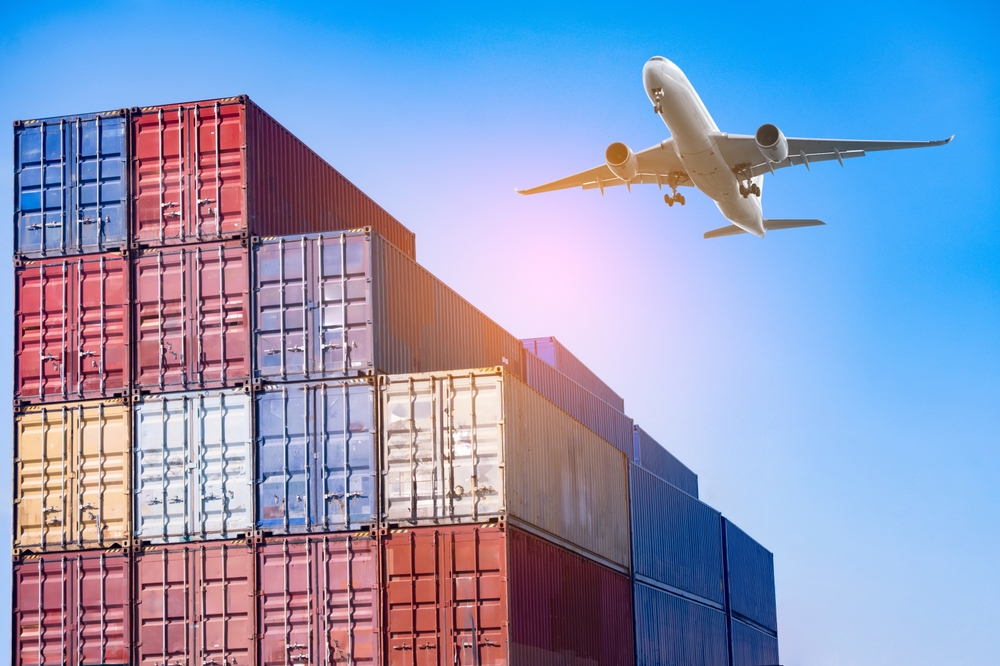 Container,Warehouse,At,Industrial,Port,Sending,By,Plane,,Cargo,Logistics,