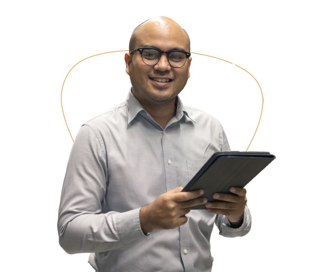 a logistics expert holding a checklist board