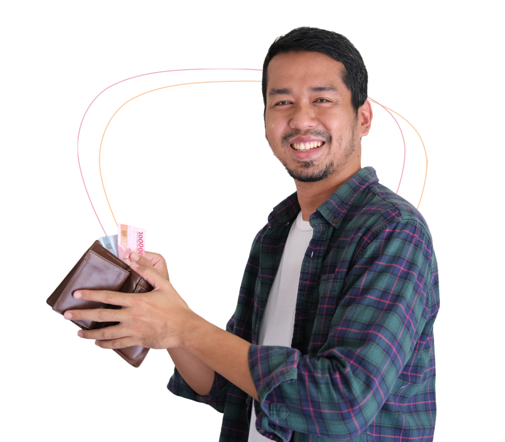 man holding wallet with cash
