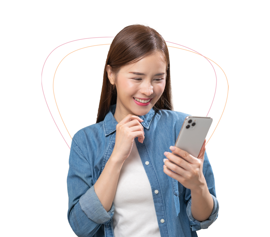 woman using gcash on phone