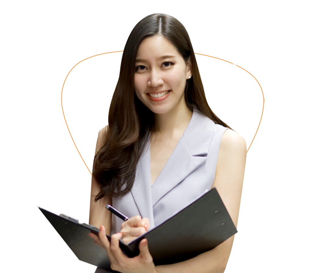 woman writing on checklist folder