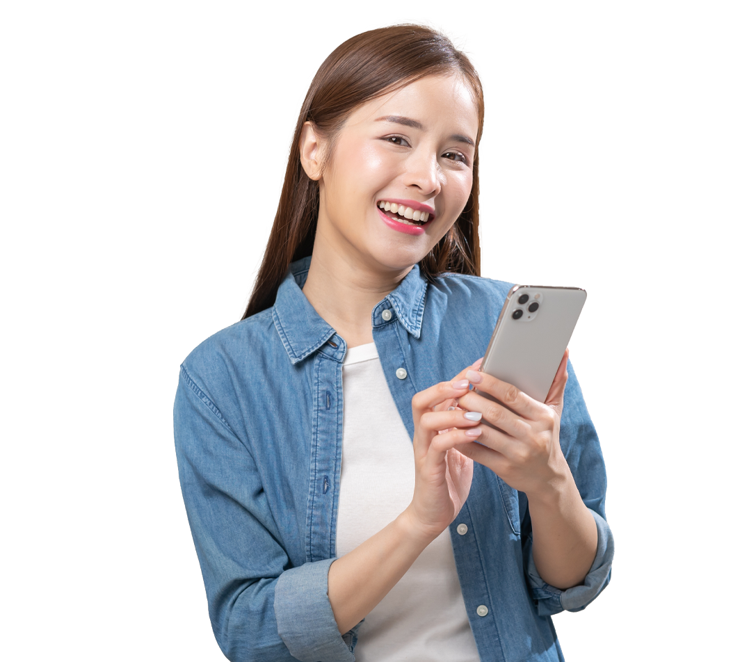 woman using phone for gcash